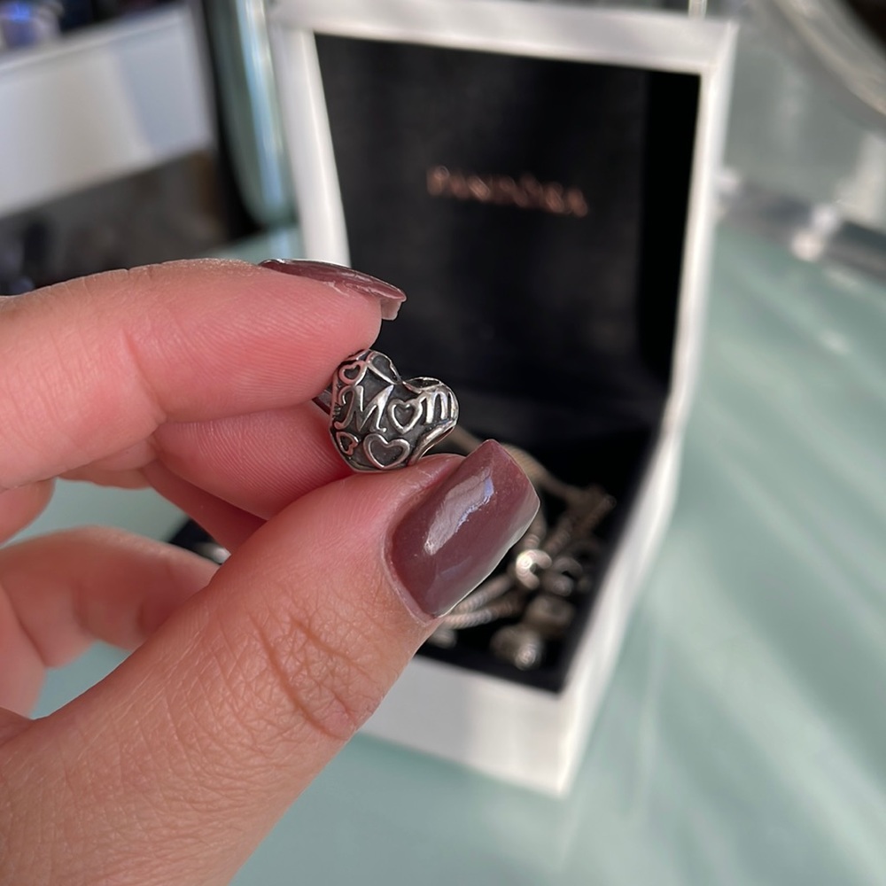 Pandora sterling silver MOM heart charm